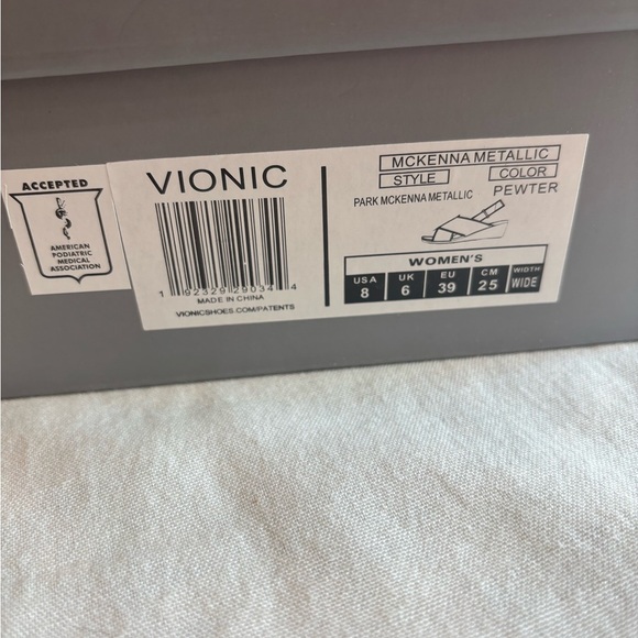 Vionic Women's Metallic Sandals • Pewter Sandals .• Wedge Sandals - Picture 2 of 5